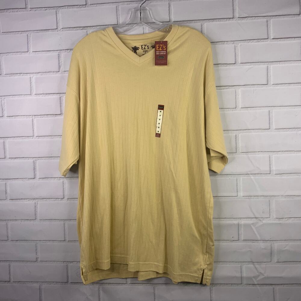 NWT EZ's Haggar shirt ribbed V neck golden yellow men's size medium